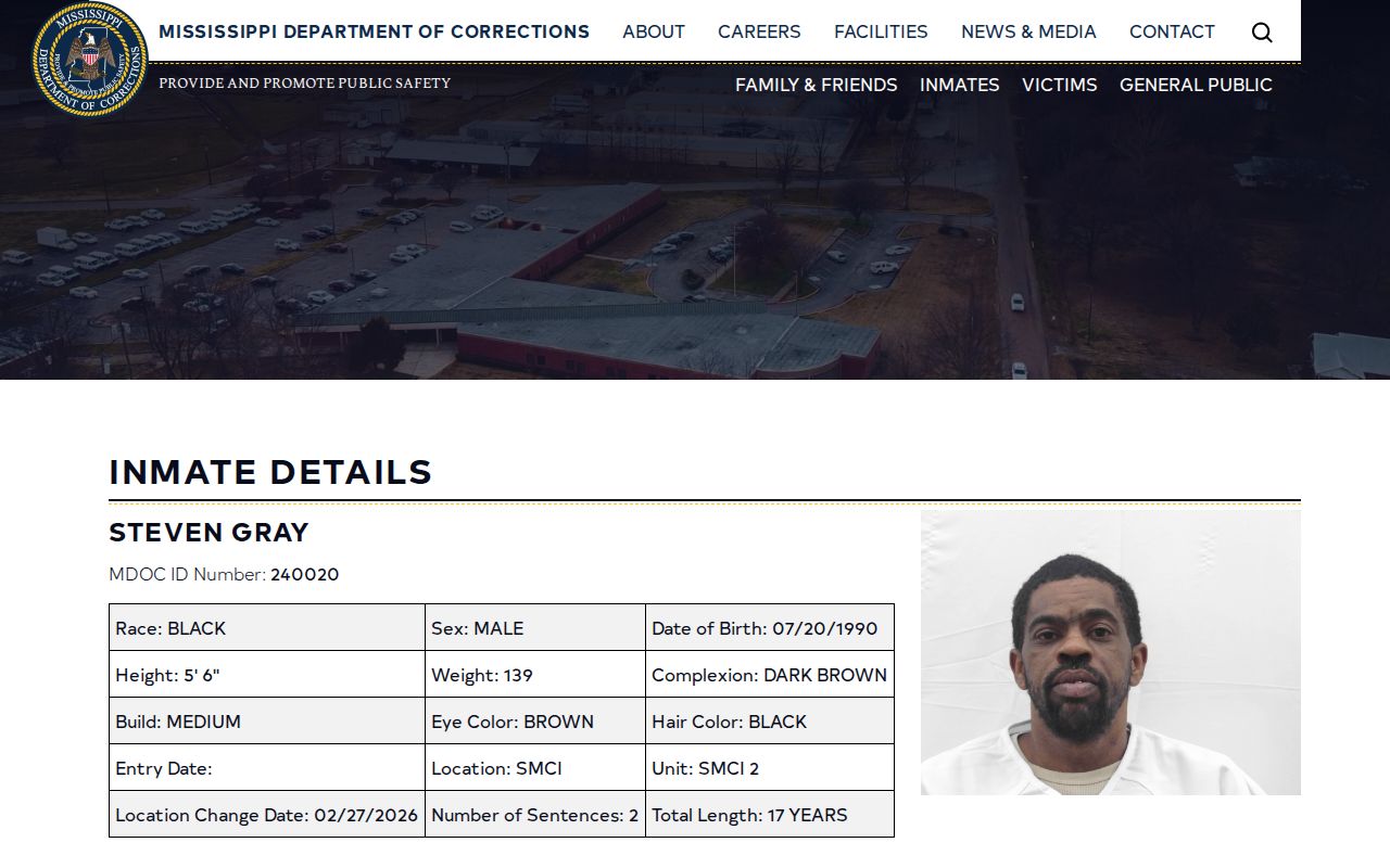 Kemper County projected release date example in an MDOC detail record