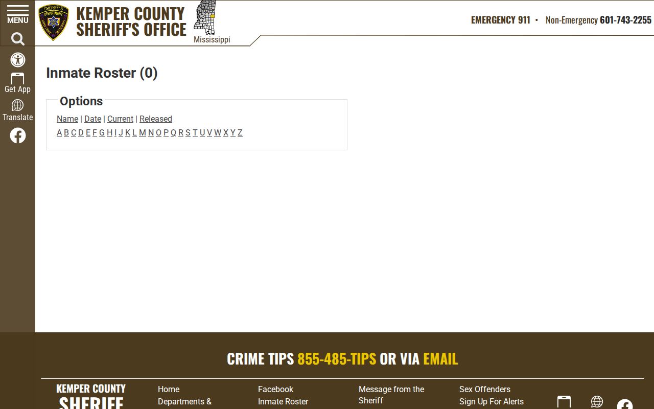 Kemper County released inmate feed with release record timestamps
