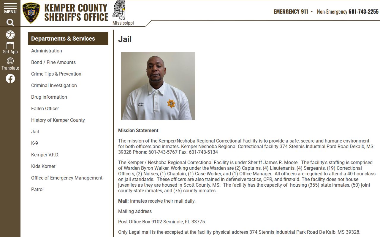 Kemper Neshoba regional correctional facility release and custody information